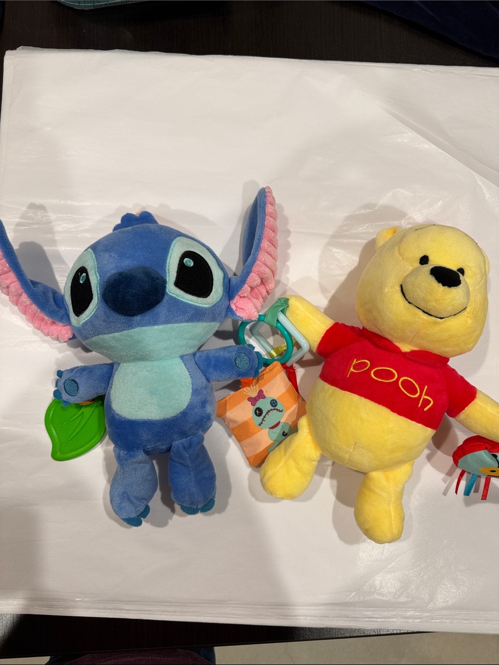 Disney Plush Duo - Blue Stitch & Yellow Pooh Stuffed Toys